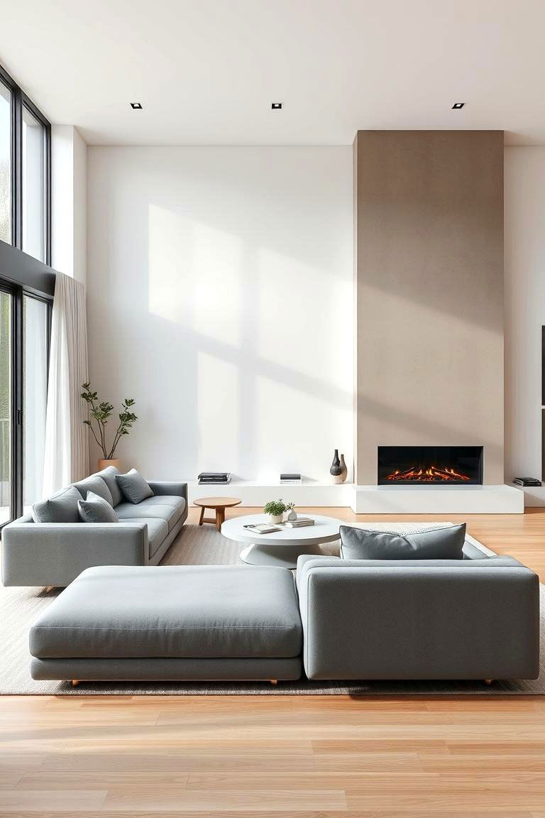 Modern Minimalist Haven - 24 Living Room Ideas With Sectionals and Fireplace