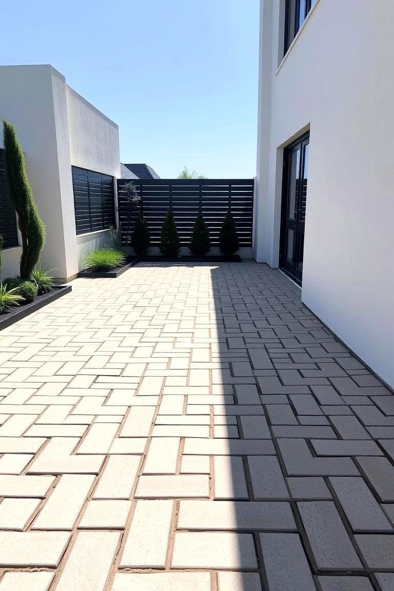 Modern Minimalist Herringbone Patio - 24 herringbone brick patio designs