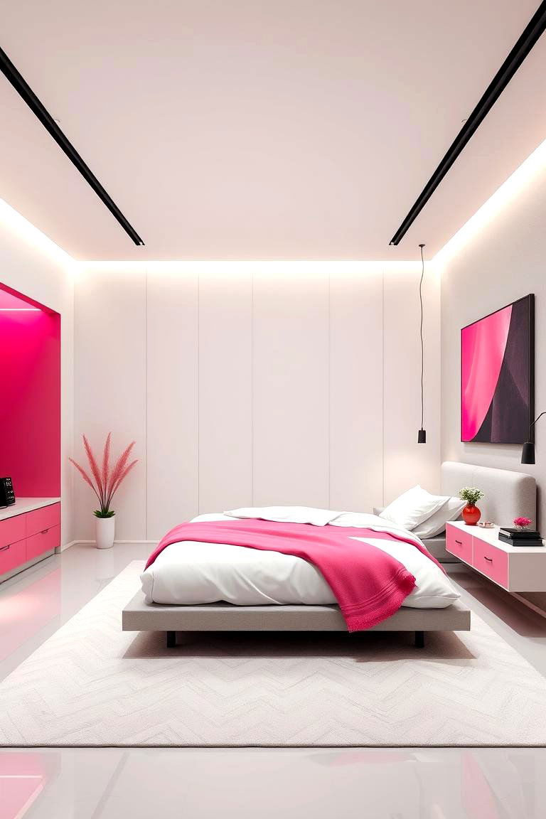 Modern Minimalist Hot Pink Bedroom - 24 Hot Pink Bedroom Ideas