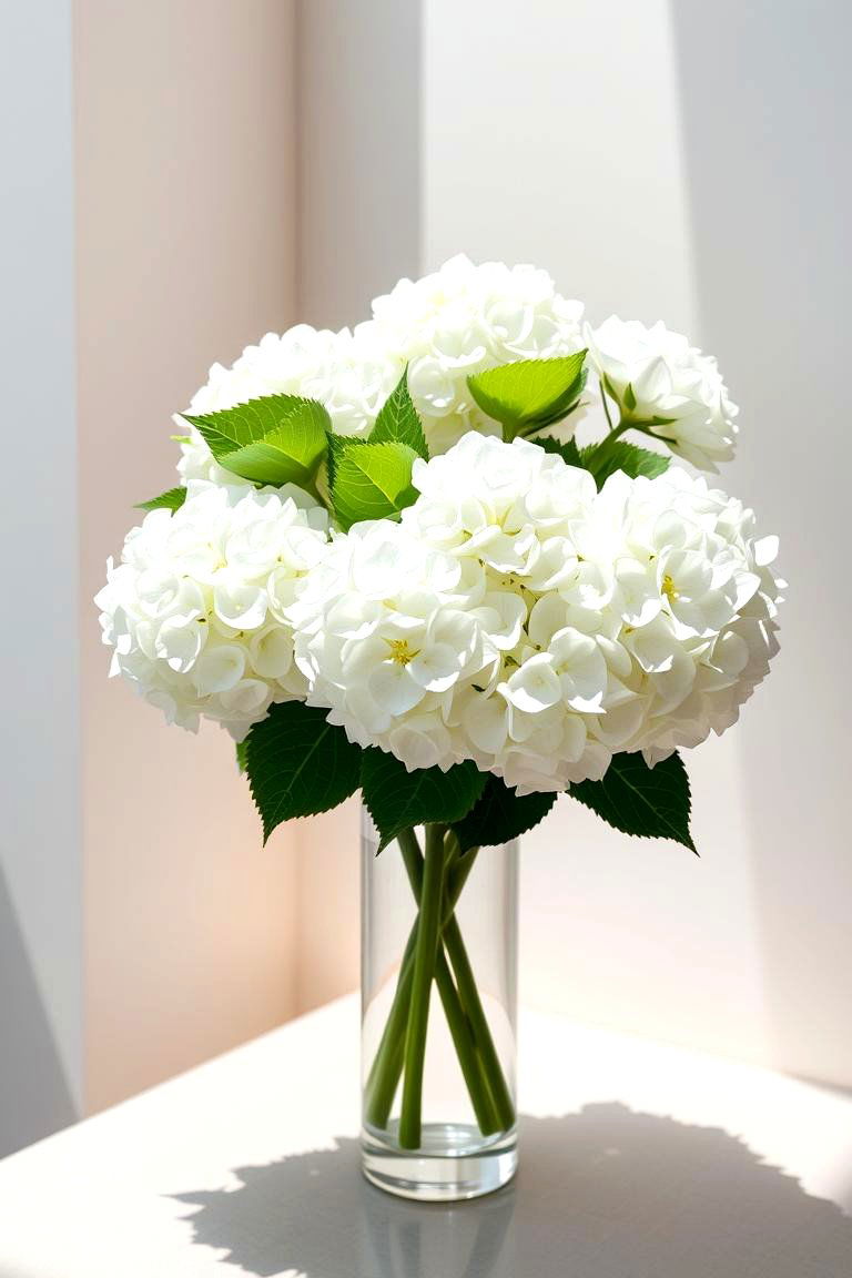 Modern Minimalist Hydrangea Display - 24 Hydrangea Centerpiece Ideas