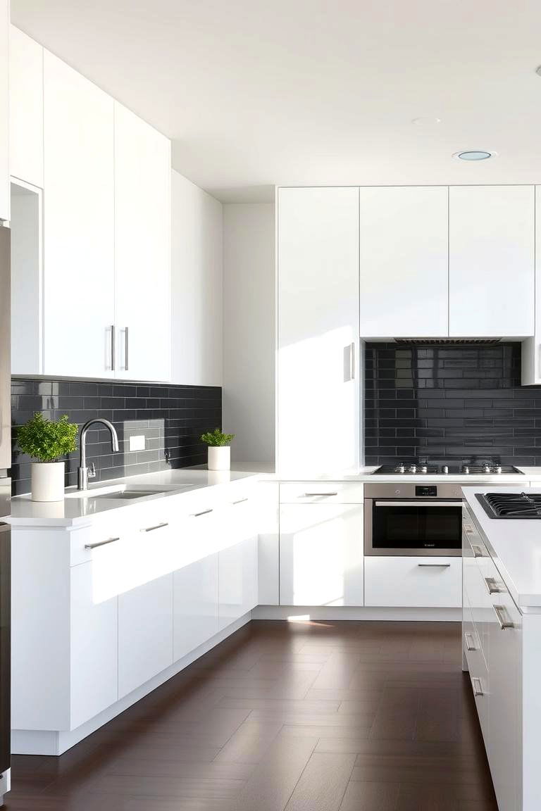 Modern Minimalist Kitchen With Black Backsplash - 24 Kitchen With Black Backsplash