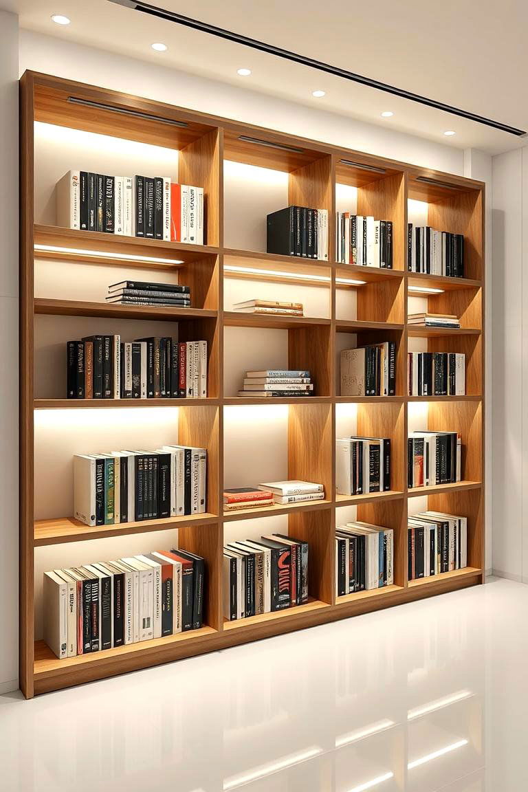 Modern Minimalist LED Lighting - 24 Bookshelf Lighting Ideas