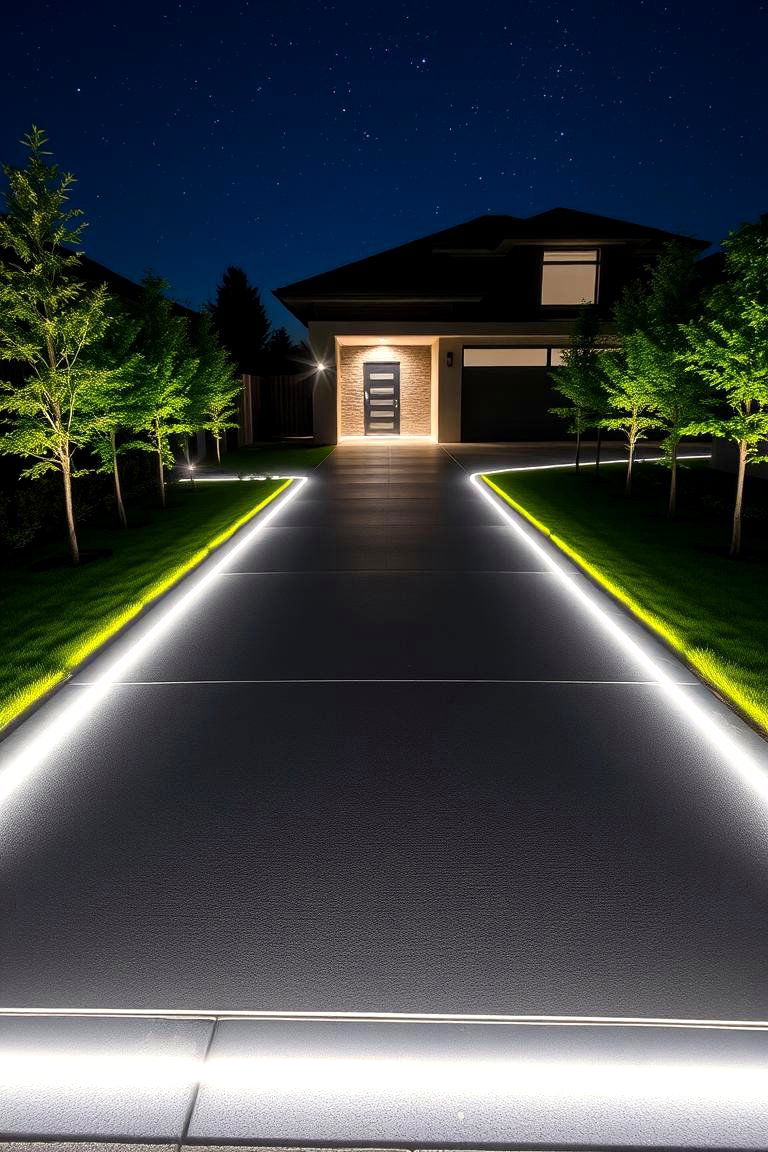 Modern Minimalist LED Strips - 24 Driveway Lighting Ideas