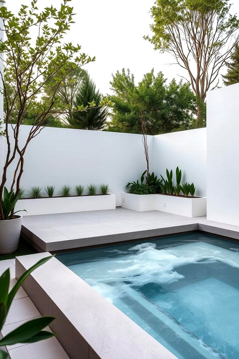 Modern Minimalist Landscape - 24 Hot Tub Landscaping Ideas