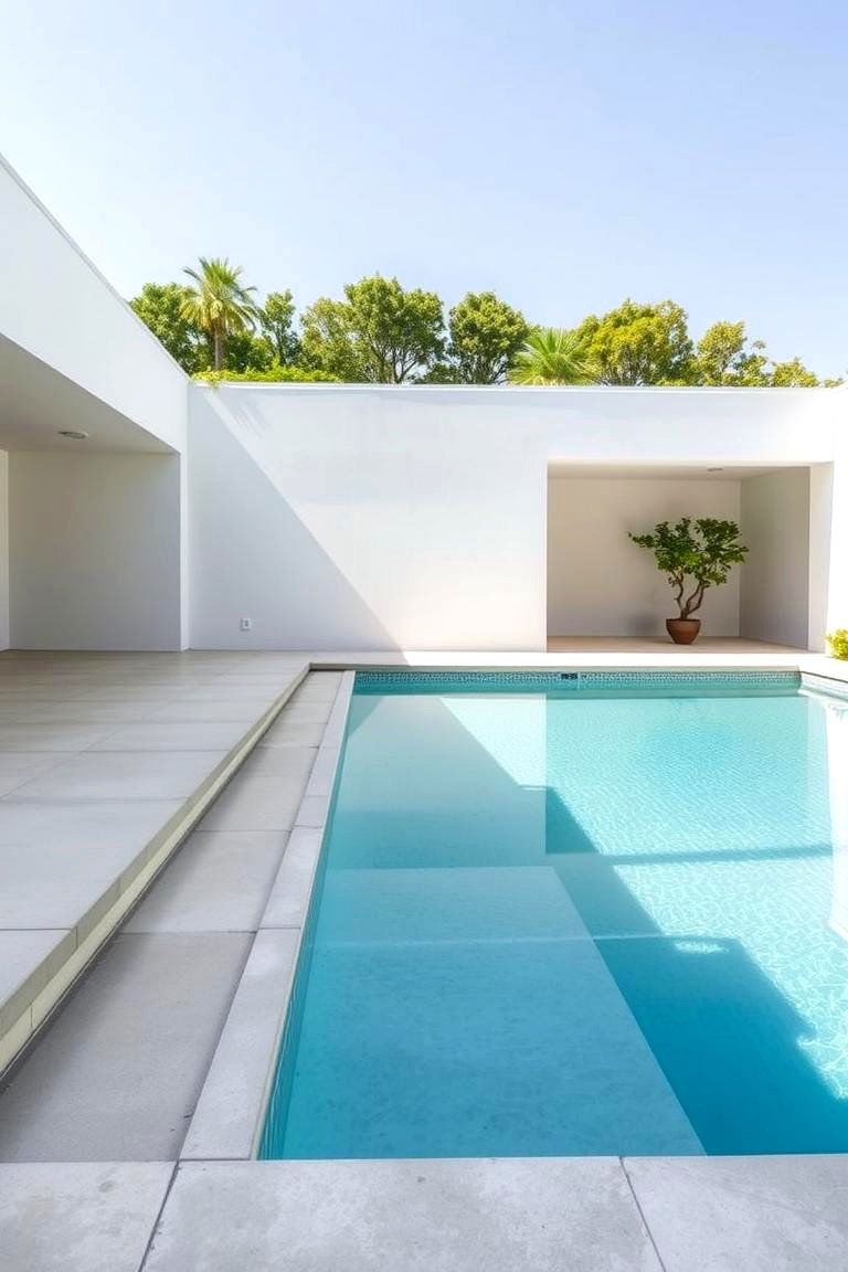 Modern Minimalist Layout - 24 Concrete Pool Deck Ideas
