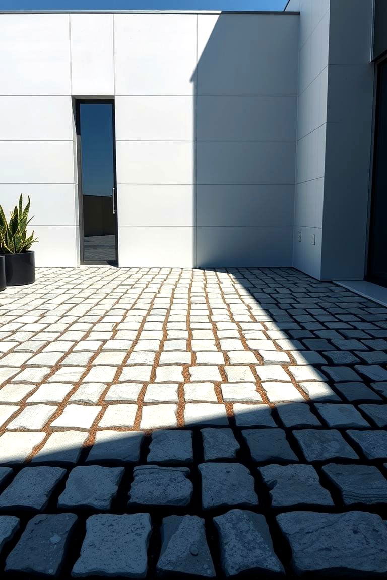 Modern Minimalist Layout - 24 cobblestone patio ideas
