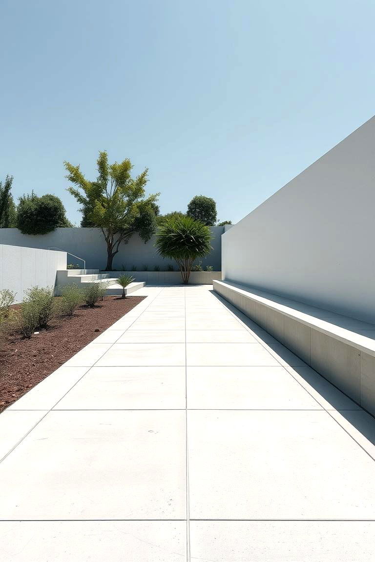 Modern Minimalist Lines - 24 Concrete Walkway Painting Ideas