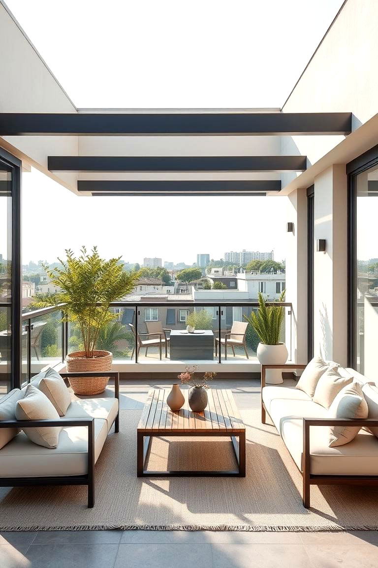 Modern Minimalist Lounge - 24 Large Balcony Ideas