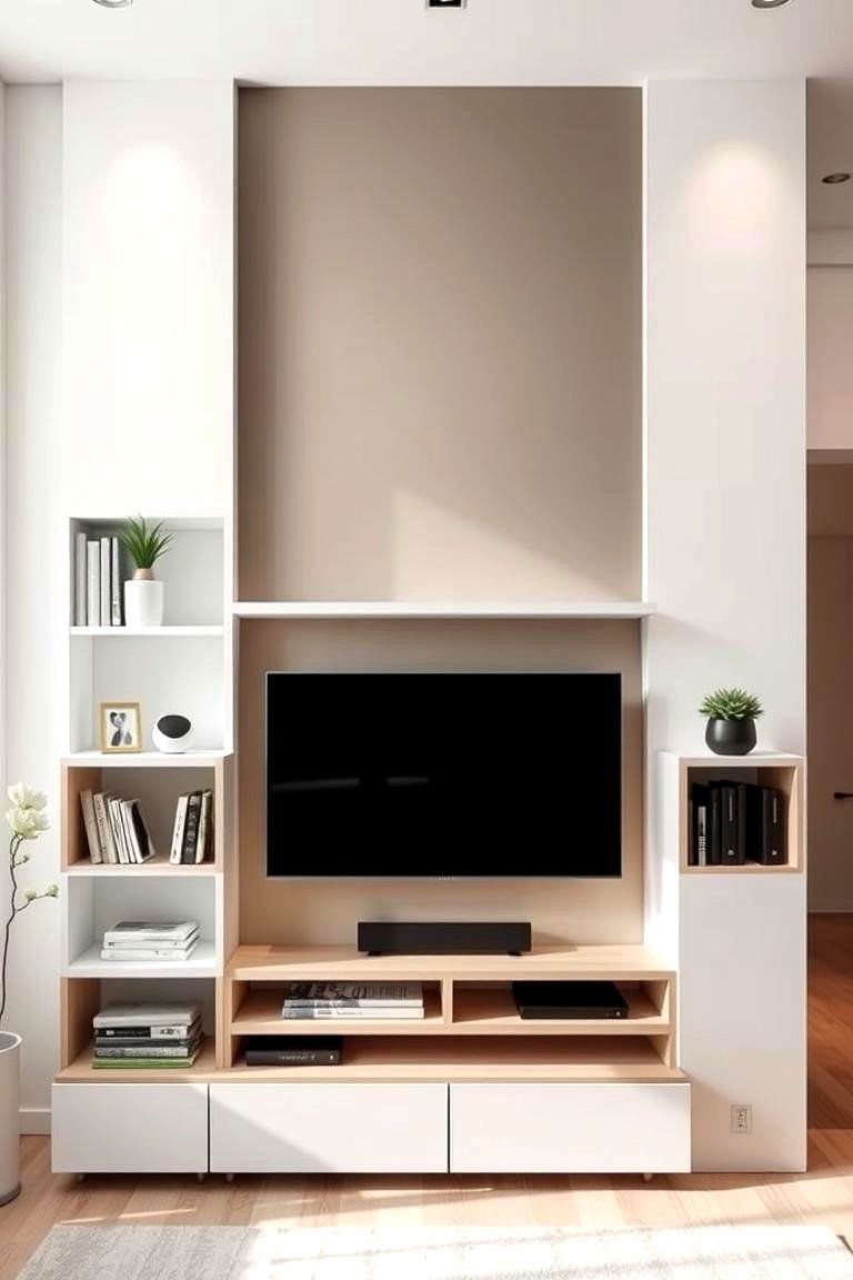 Modern Minimalist Media Wall - 24 Media Wall Ideas