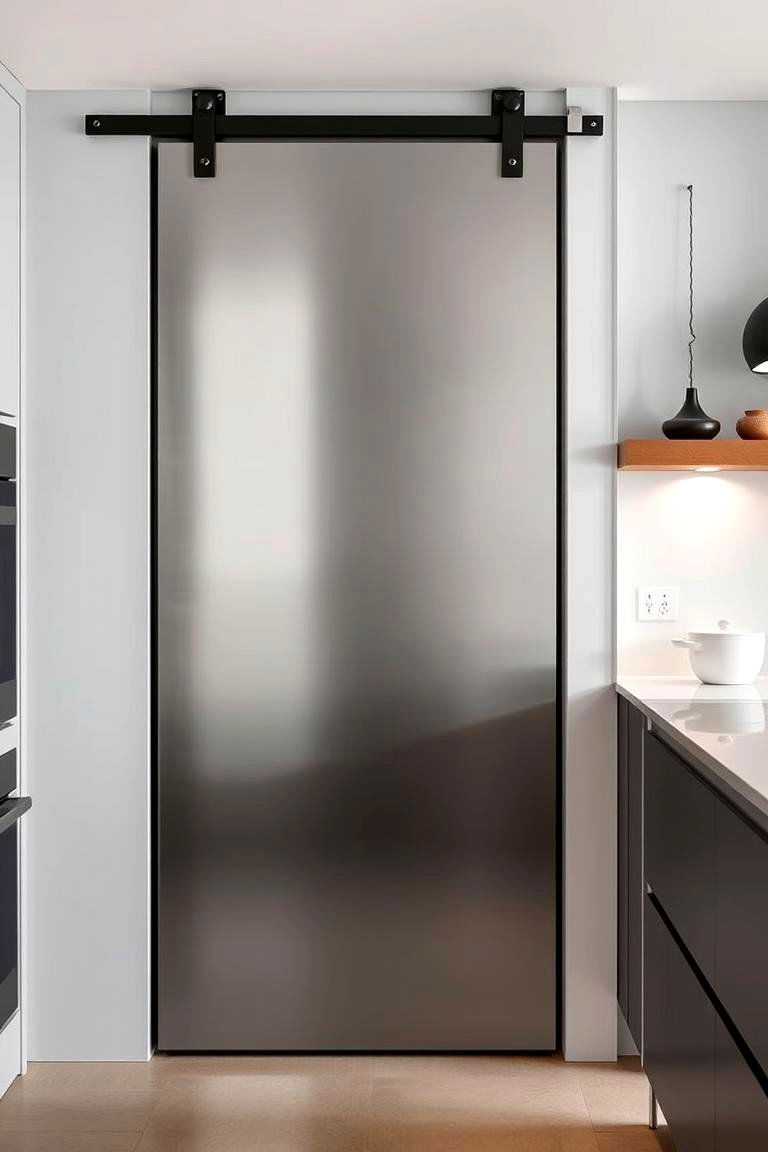 Modern Minimalist Metal Door - 24 Kitchen Door Design Ideas