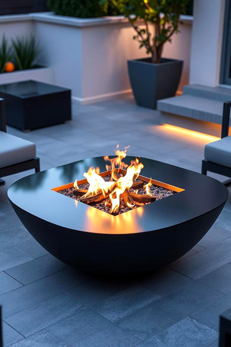 Modern Minimalist Metal Fire Pit - 24 Metal Fire Pit Ideas