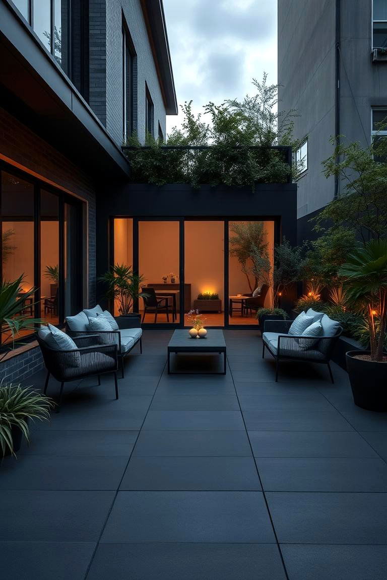 Modern Minimalist Oasis - 24 black concrete patio ideas