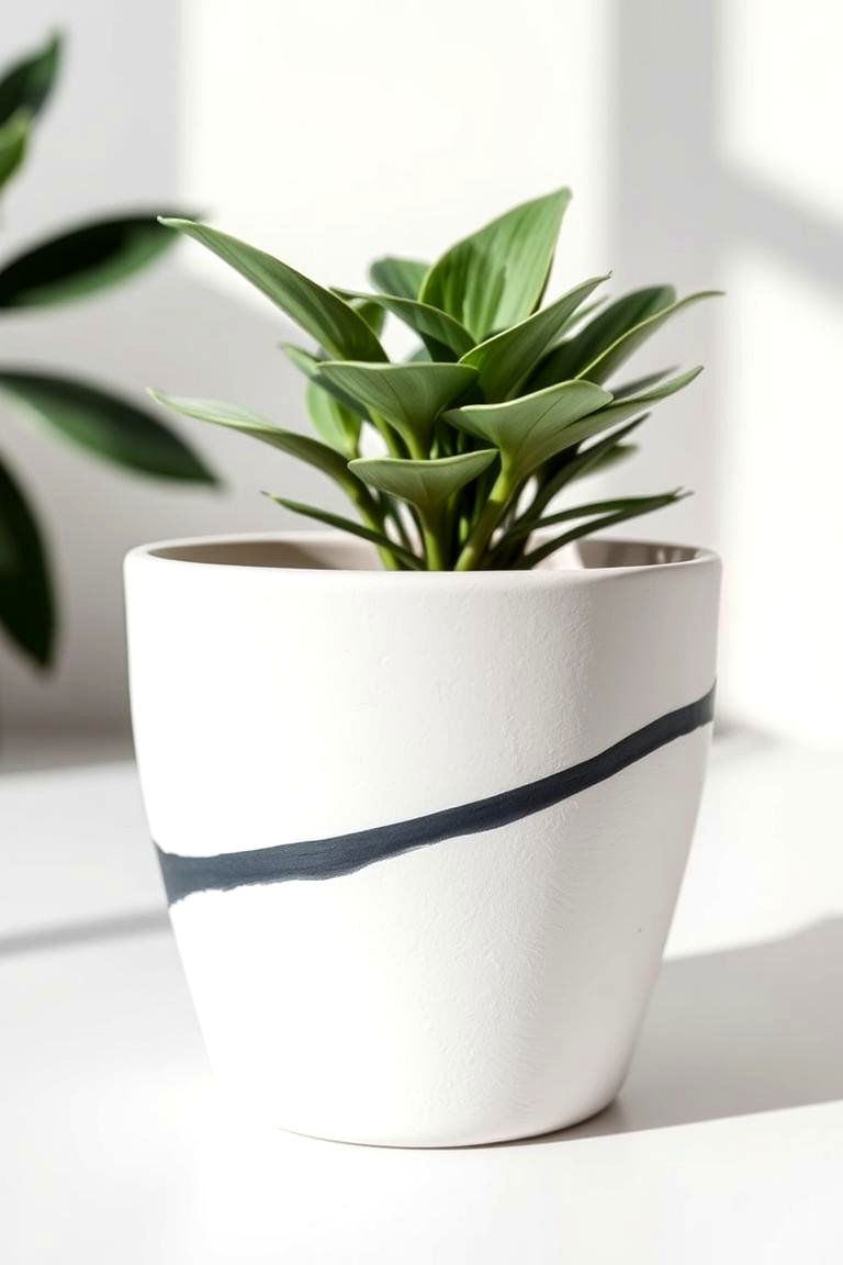 Modern Minimalist Painted Pot - 24 Painted Pot Ideas