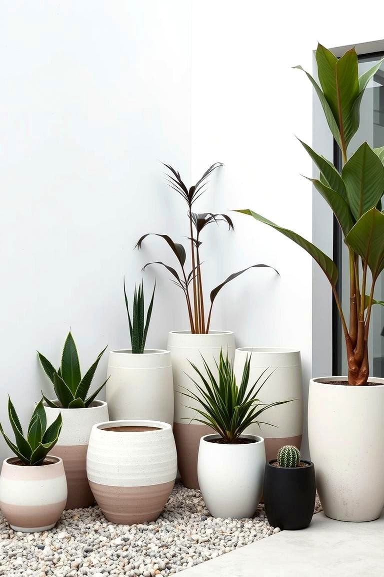 Modern Minimalist Pots - 24 Corner Garden Ideas With Pots