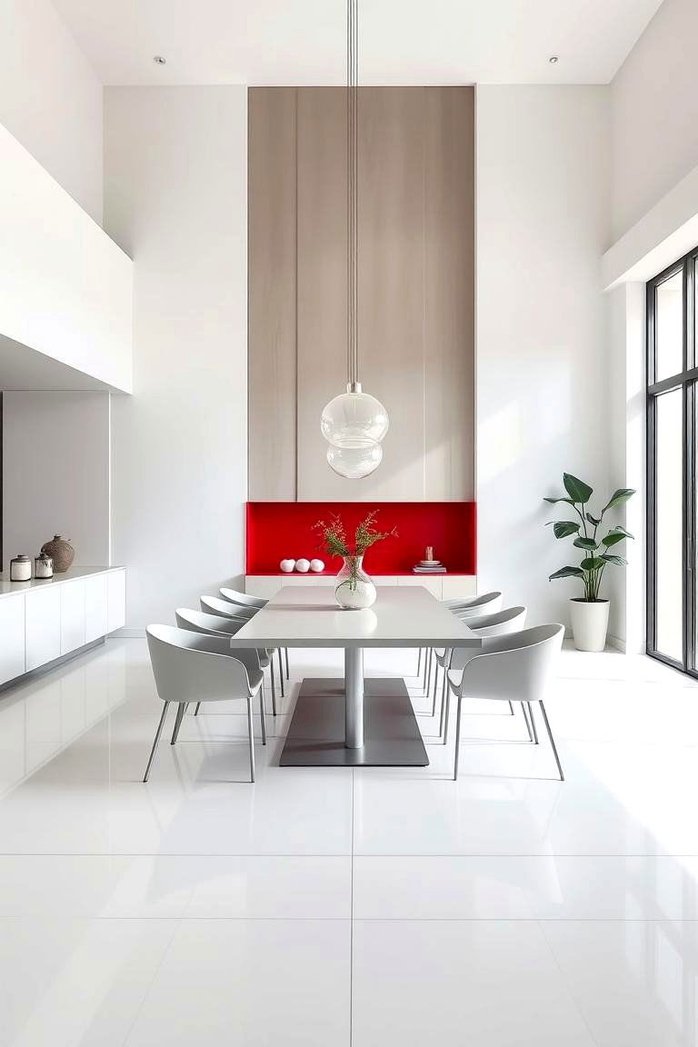 Modern Minimalist Red Dining Room - 24 Red Dining Room Ideas