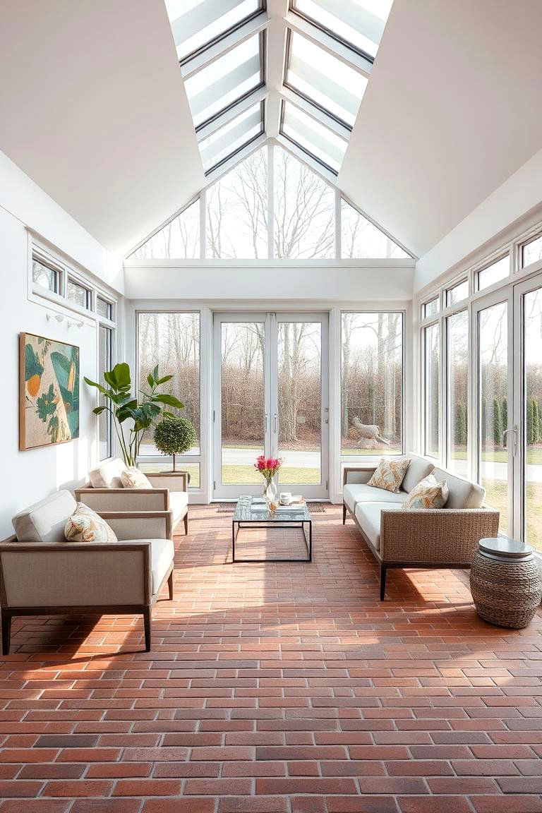 Modern Minimalist Retreat - 24 Brick Floor Sunroom Ideas