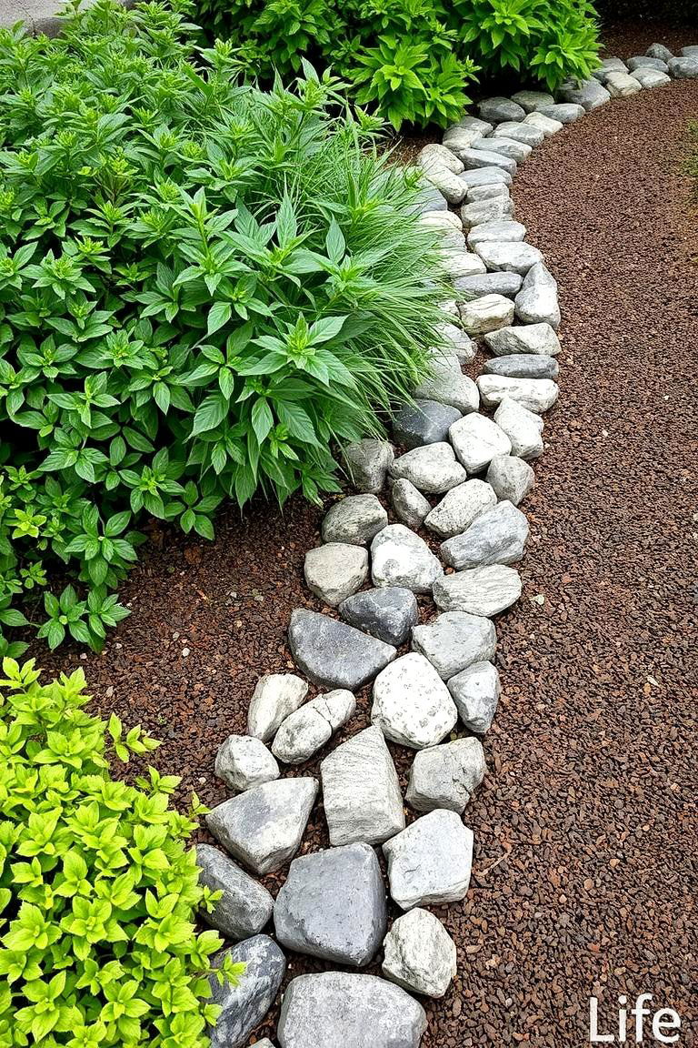 Modern Minimalist Rock Border - 24 River Rock Edging Ideas