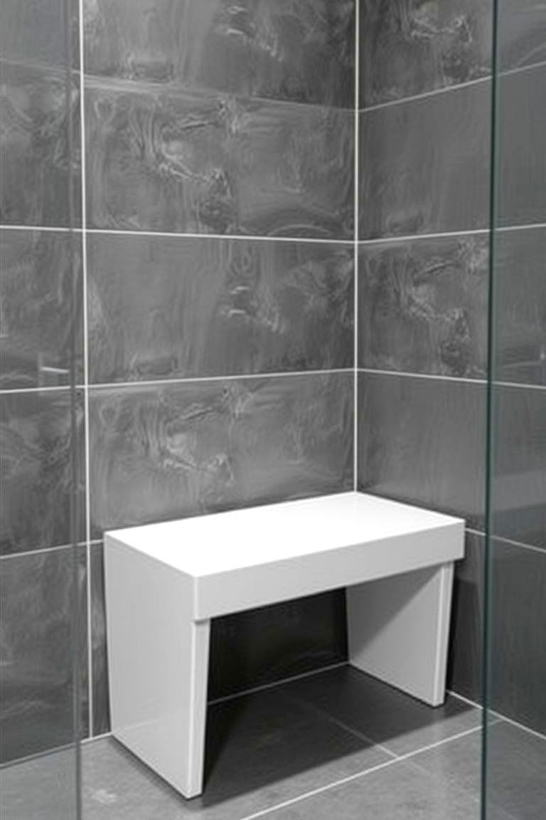 Modern Minimalist Shower Bench - 24 Shower Bench Ideas