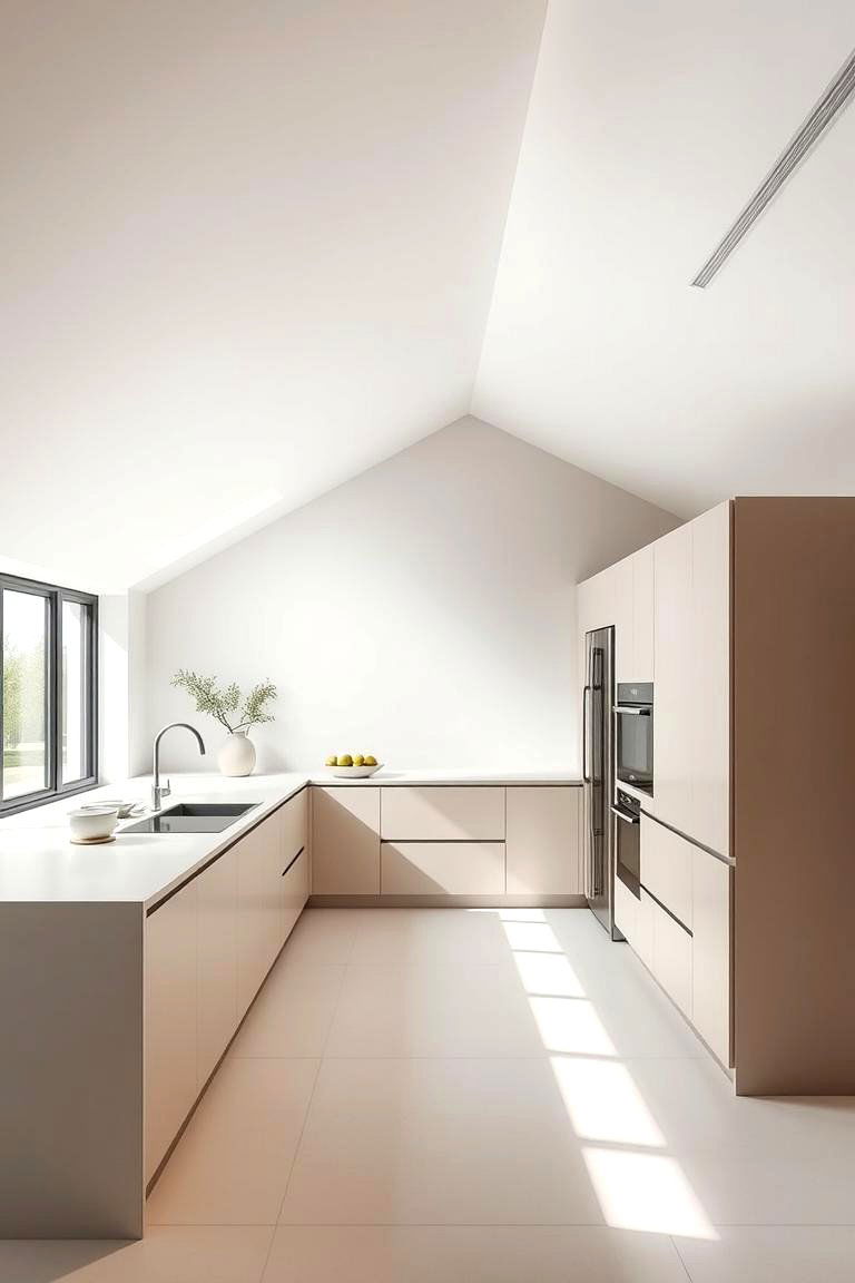 Modern Minimalist Sloped Ceilings - 24 Sloped Ceiling Kitchen Ideas