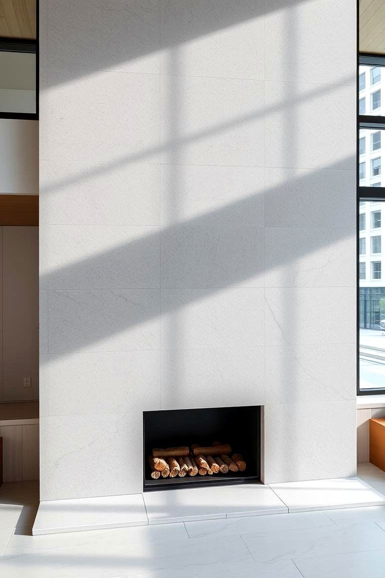 Modern Minimalist Stacked Stone Design - 24 Stacked Stone Fireplace Ideas