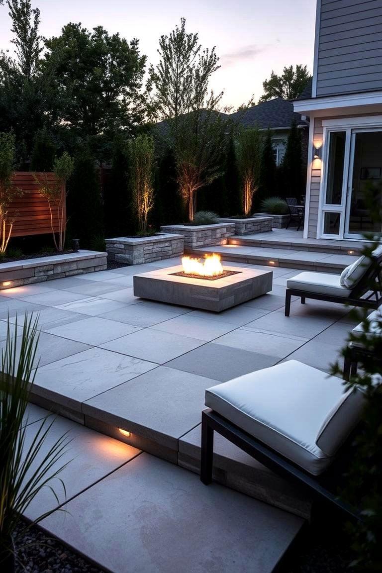 Modern Minimalist Stone Patio - 24 Stone Patio With a Fire Pit Ideas