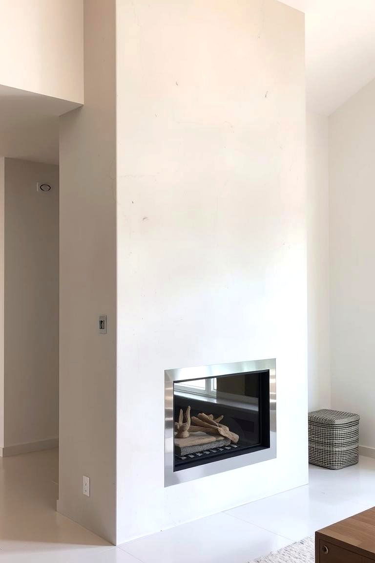 Modern Minimalist Stucco Fireplace - 24 Stucco Fireplace Ideas