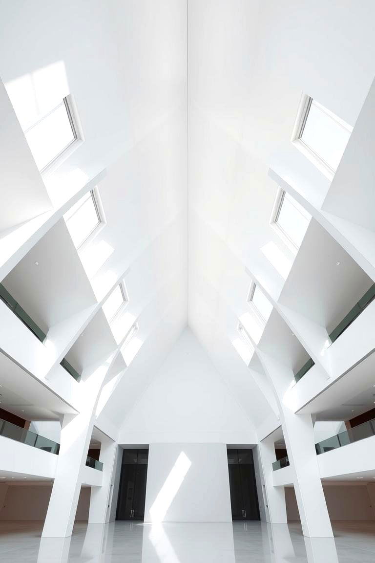 Modern Minimalist White Cathedral Ceiling - 24 Cathedral Ceiling Ideas