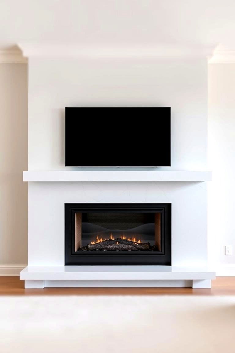 Modern Minimalist White Stone Fireplace - 24 White Stone Fireplace Ideas
