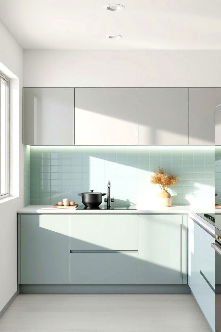Modern Mint Minimalism - 24 Kitchen With Green Backsplash Ideas