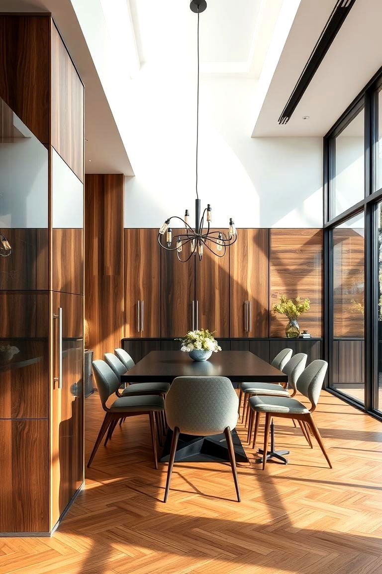 Modern Mixed Material Panels - 24 Dining Room Wall Paneling Ideas