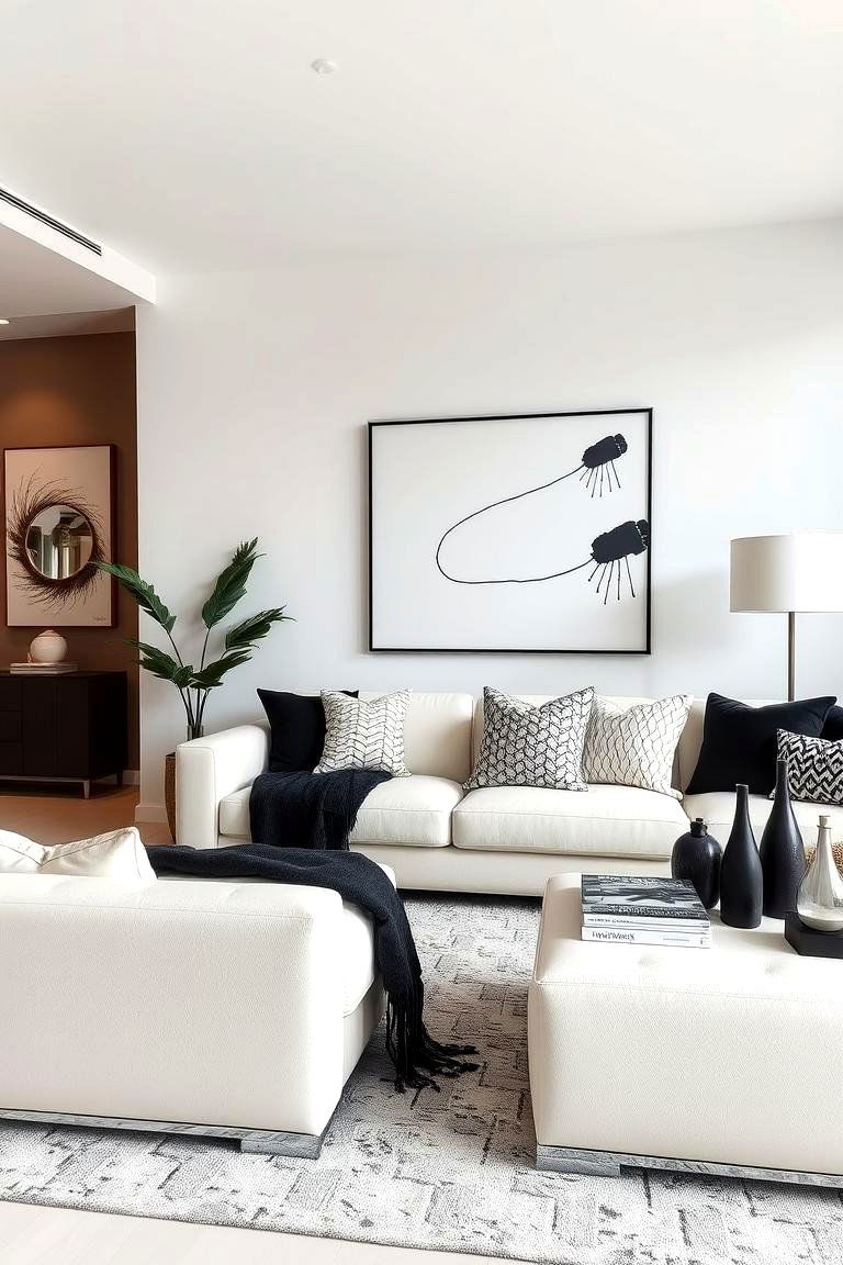 Modern Monochrome - 24 Cream Couch Living Room Ideas