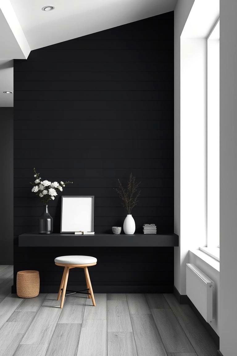 Modern Monochrome Shiplap - 24 Black Shiplap Wall Ideas