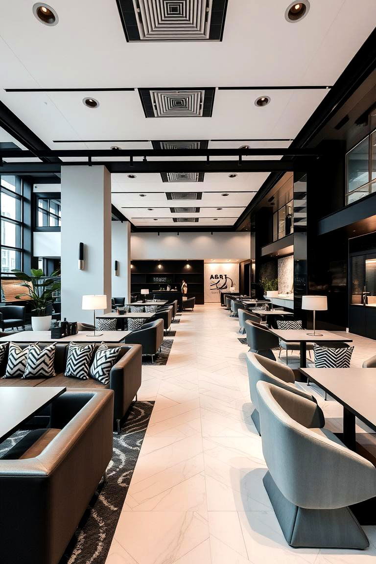 Modern Monochrome Venue Decor - 24 Black and White Wedding Ideas