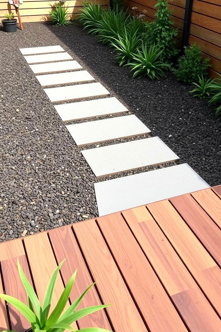 Modern Mulch Patio with Wooden Slats - 24 mulch patio ideas