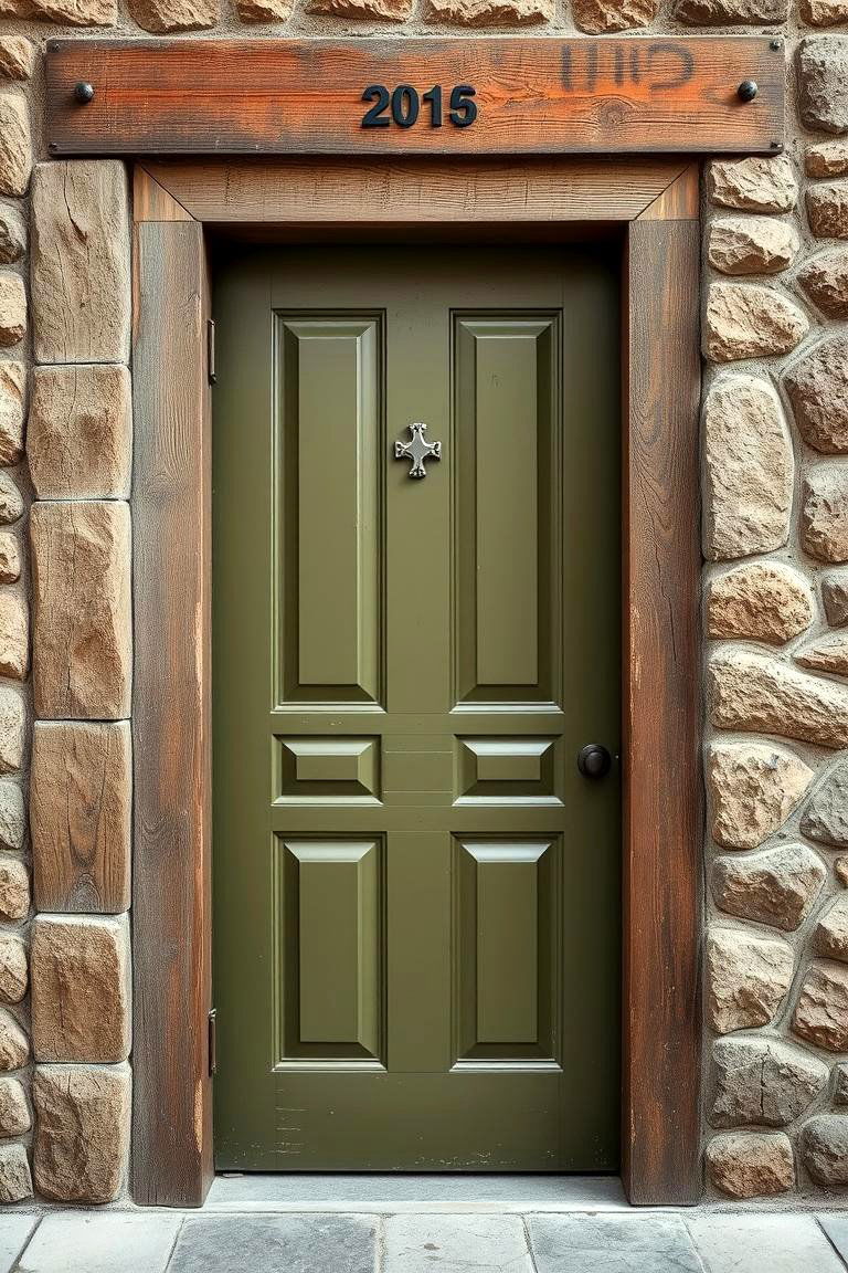 Modern Olive Accent - 24 Olive Green Front Door Ideas