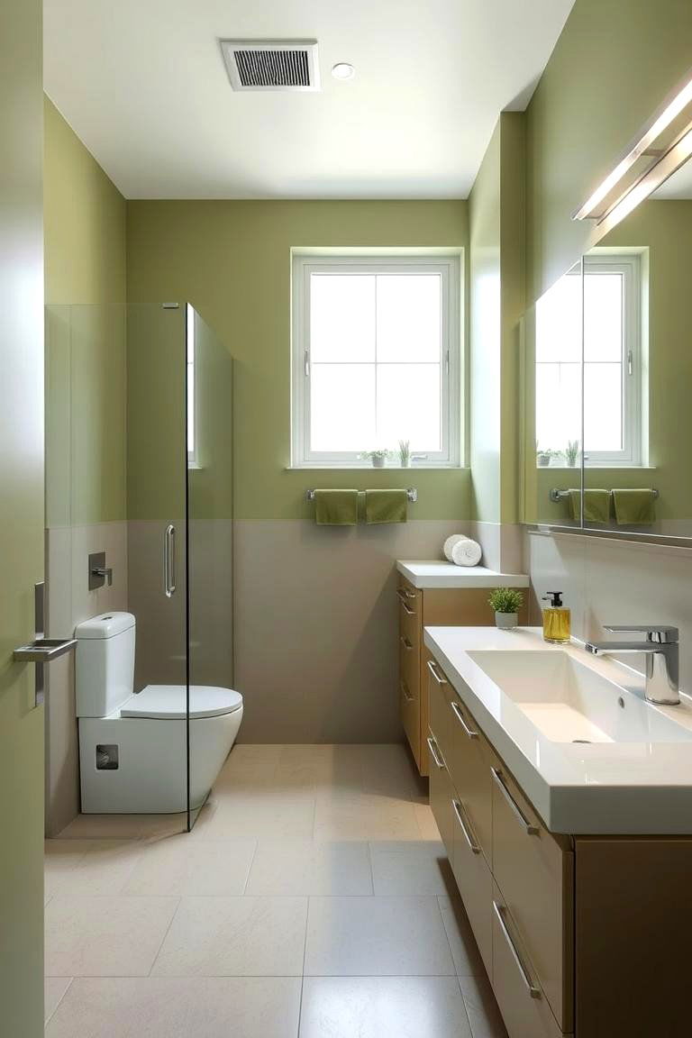 Modern Olive Chic - 24 Olive Green Bathroom Ideas