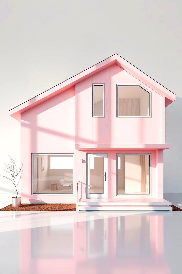 Modern Pink with Metallic Accents - 24 Pink House Exterior Ideas