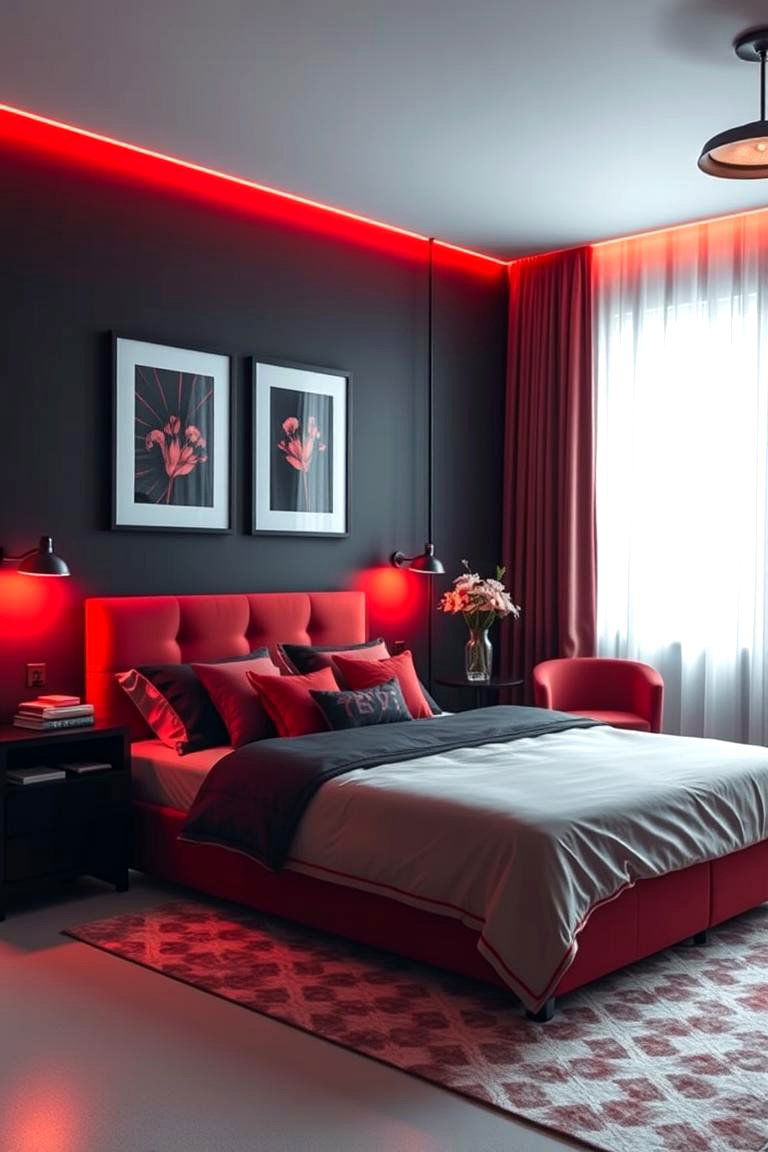 Modern Red Lighting Fixtures - 24 Red and Black Bedroom Ideas