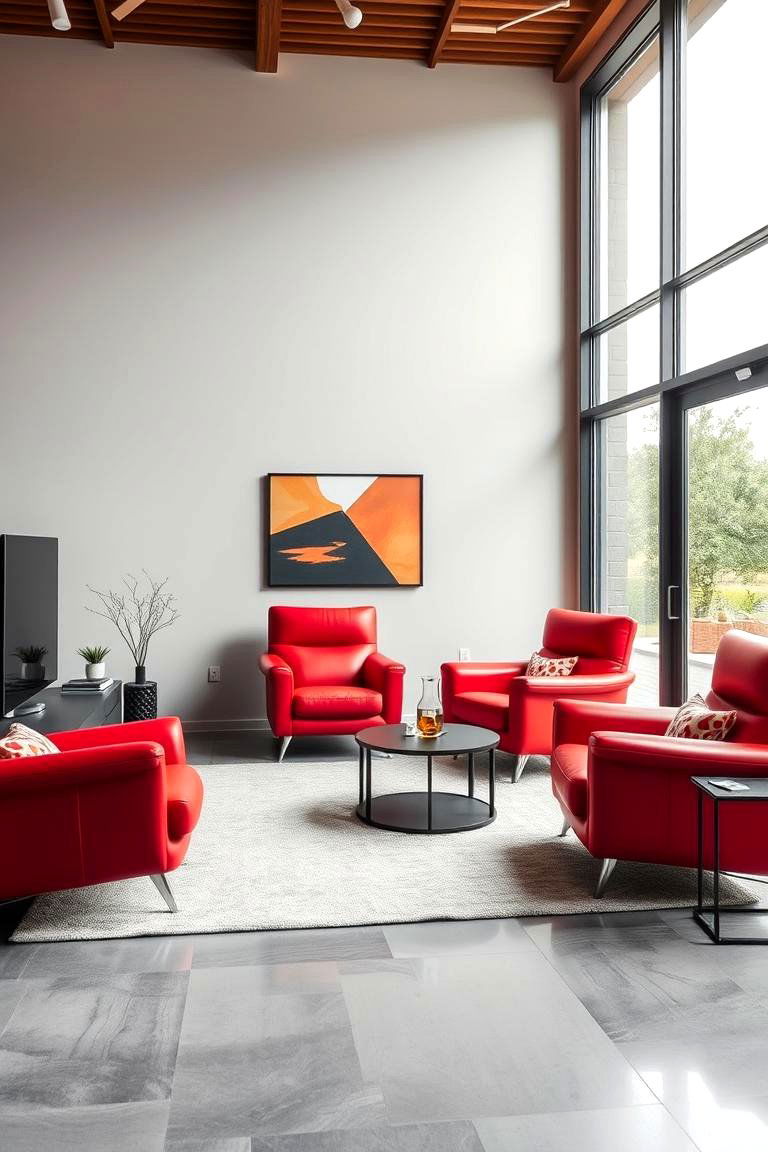Modern Red Lounge Chairs - 24 Red and Grey Living Room Ideas
