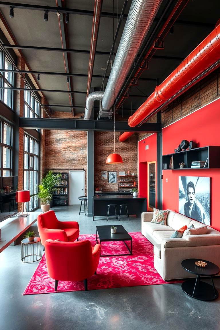 Modern Red Urban Loft - 24 Red Boy Room Ideas