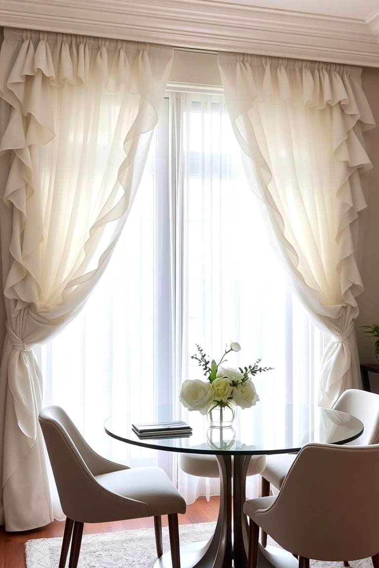 Modern Ruffles and Pleats - 24 Dining Room Curtain Ideas