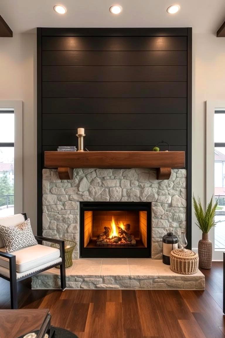 Modern Rustic Charm - 24 Black Shiplap Fireplace Ideas