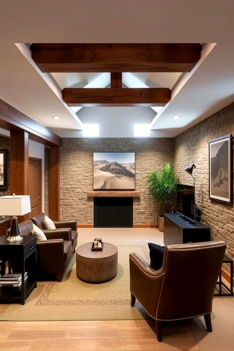 Modern Rustic Charm - 24 basement office ideas