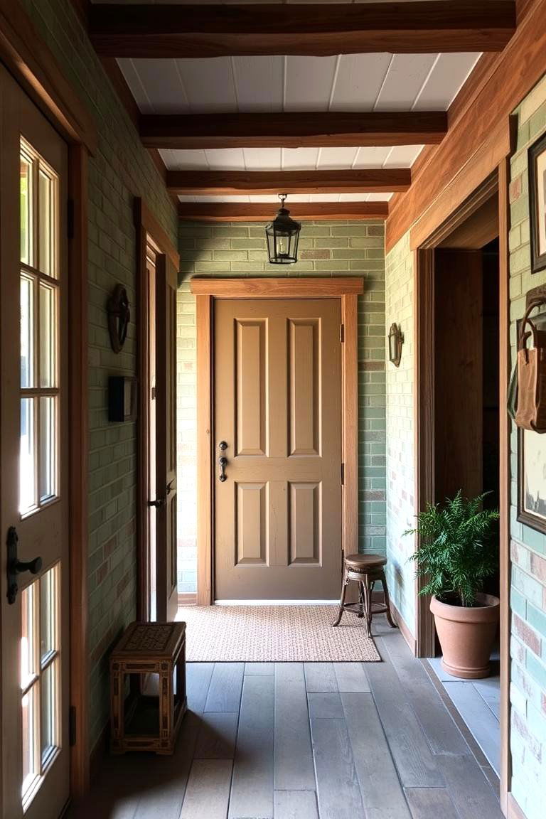 Modern Rustic Entryway Transformation - 24 Sage Green Painted Brick House Ideas