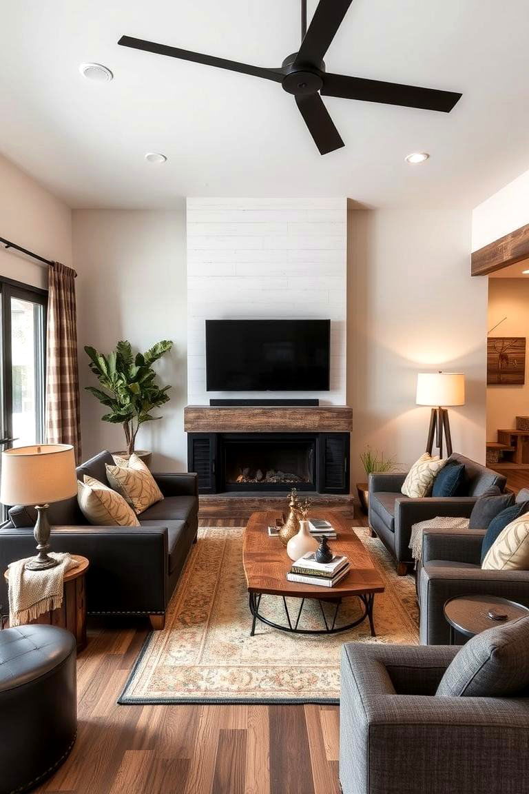 Modern Rustic Living Room - 24 Black and Brown Living Room Ideas