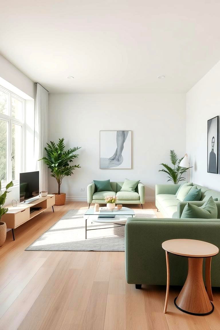 Modern Sage Minimalism - 24 Sage Green Living Room Ideas