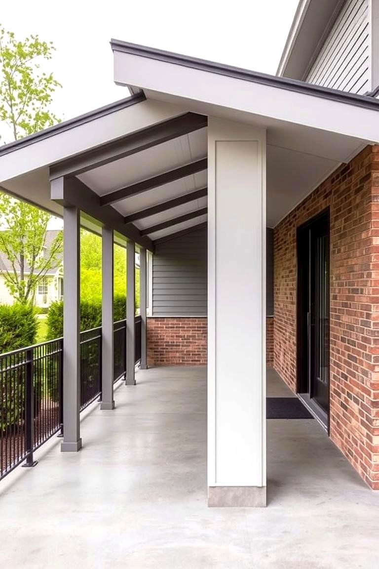 Modern Shed Roof Porch with Clean Lines - 24 Shed Roof Porch Design Ideas