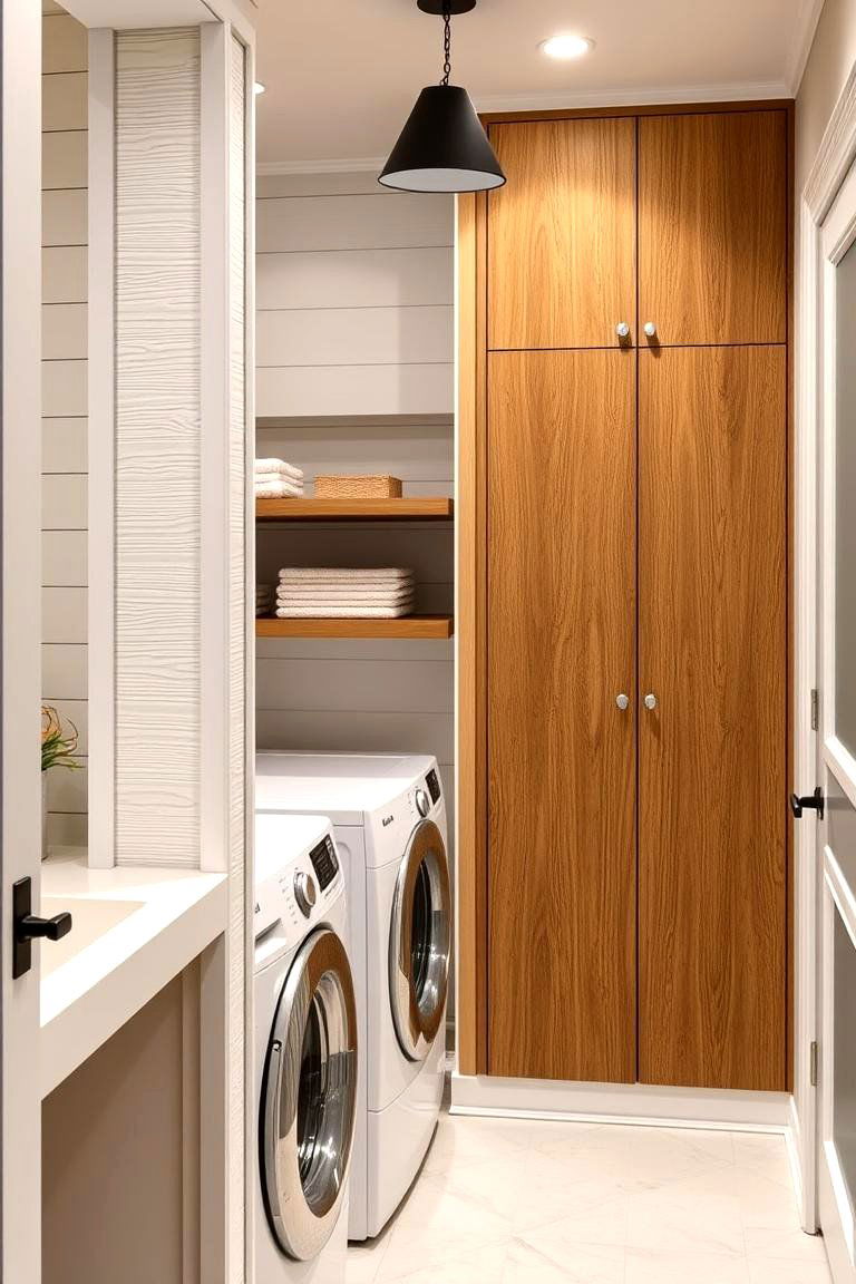 Modern Shiplap Accent Columns - 24 Shiplap Laundry Room Ideas