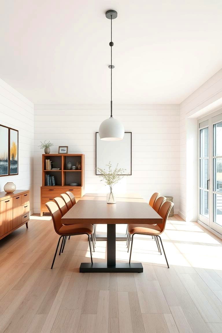 Modern Shiplap Accents - 24 Dining Room Wall Paneling Ideas
