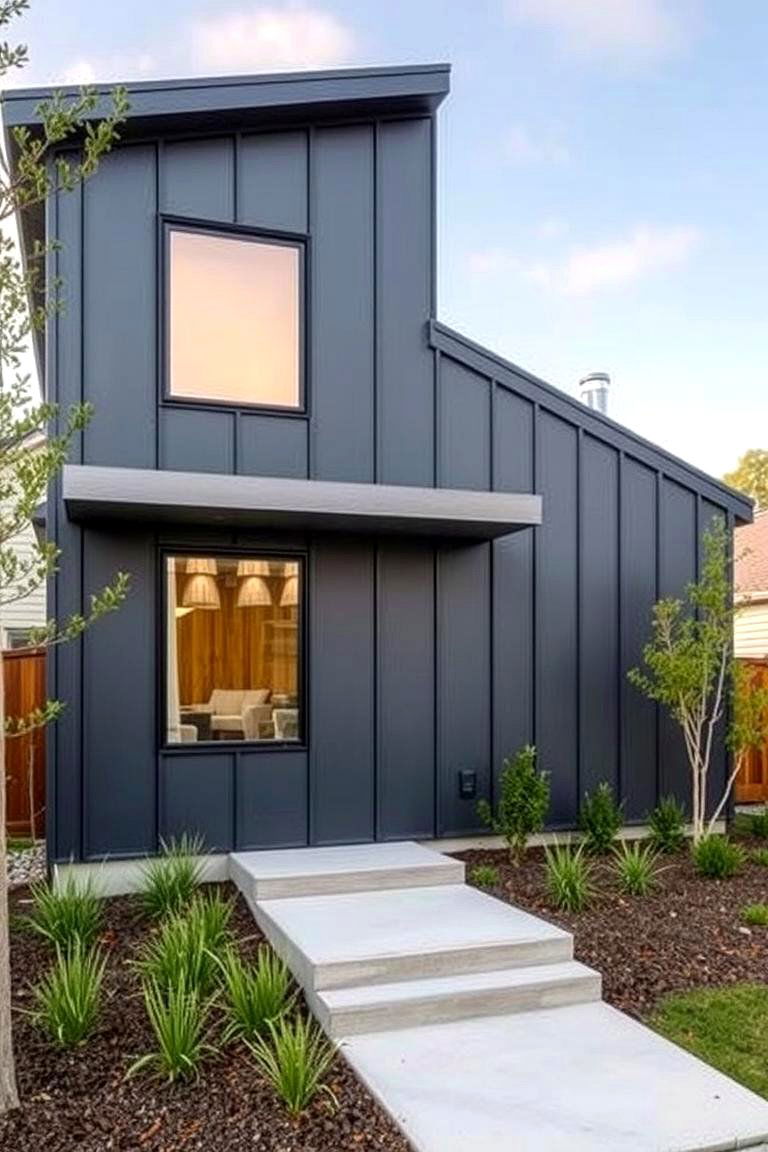 Modern Slate and Steel - 24 Exterior Garage Lighting Ideas